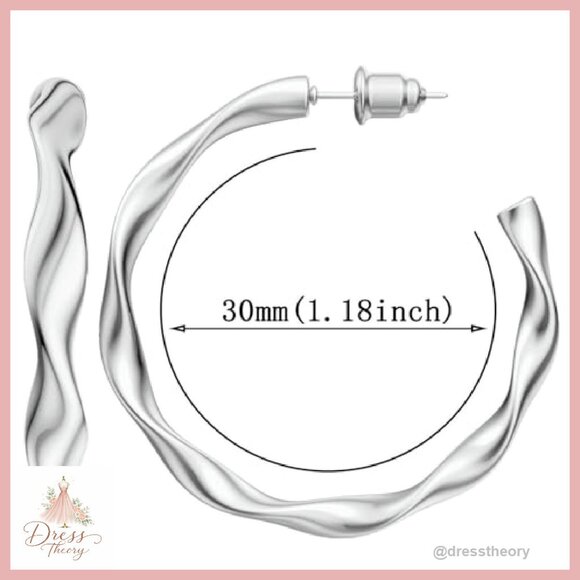 14K Gold Plated Chunky Hoop Earrings Hypoallergenic Hinged Closure - Picture 3 of 7